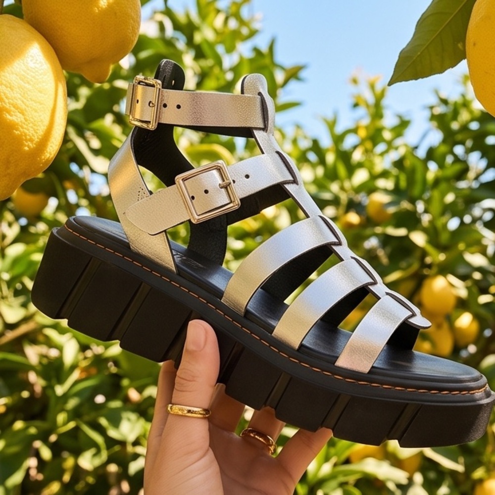 CARLO PERA 🇮🇹 WOMEN SOFT SILVER LEATHER COMFORT SUMMER SANDALS